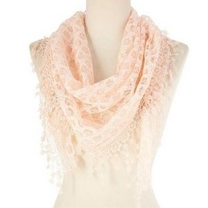 Dbpashmina New Fashion Triangle Lace Scarf Pink Color